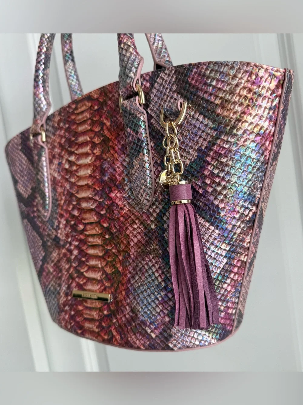 Brahmin Jenny Dewberry Ametrine Leather Satchel Handbag